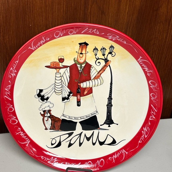 CERTIFIED INTERNATIONAL SERVING ROUND PLATE PARIS CHEFS MOTIFS COLLECTION - Picture 7 of 12
